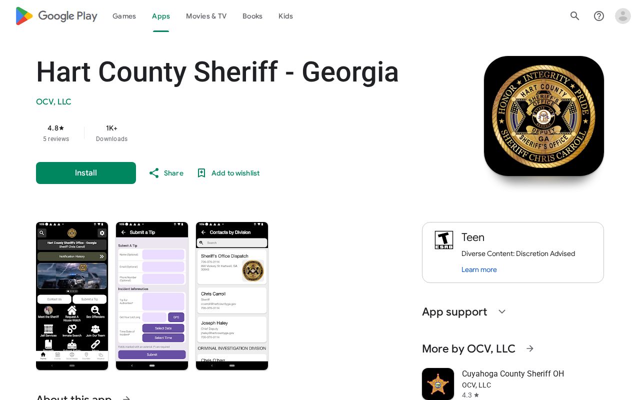 Hart County 24-hour release check through sheriff Android app