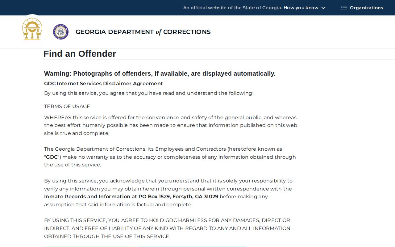 Georgia corrections offender query for Hart County released inmates